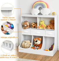 Libreria Contenitore per Bambini, con Ripiani e Cassetti, per Camera dei Bambini, 93 x 40 x 94 cm (Bianco)