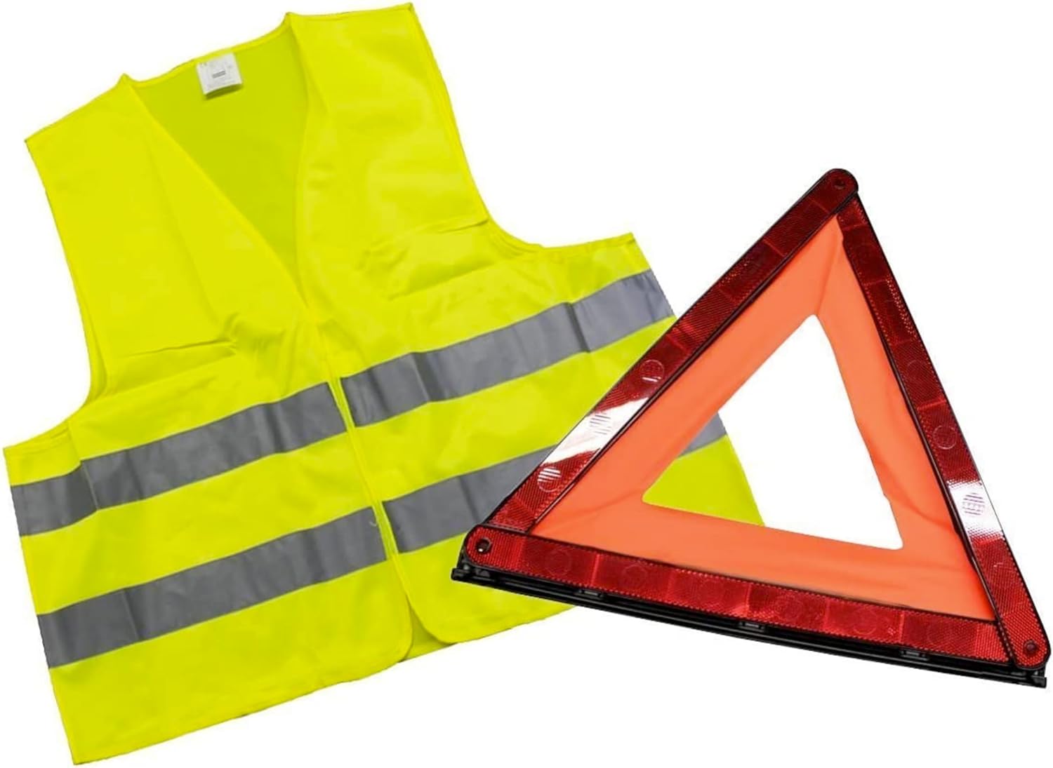 Triangolo Auto Omologato e Gilet Catarifrangente - Giallo - Alta visibilità - Kit di Emergenza - Sicurezza Stradale