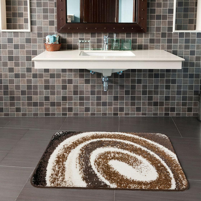 Tappeto Bagno Spirale 50x80 cm Moderno Morbido Antiscivolo Scendiletto Doccia Beige