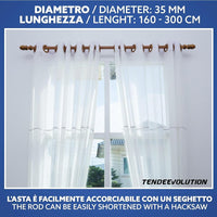 Bastone Tenda in Legno di Alta Qualità, diametro 35 mm a strappo colore olmo lunghezza 240 CM