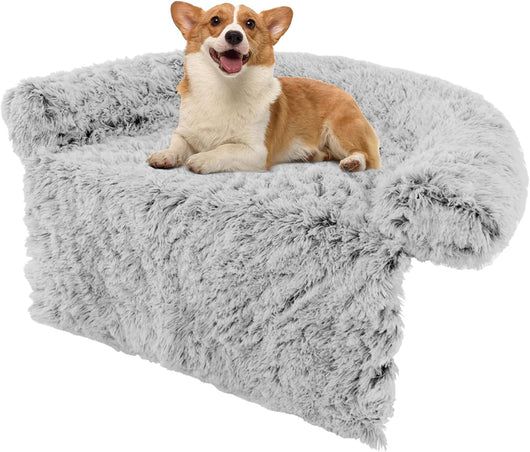 Cuccia per Cani in Peluche, Tappettini da Letto per Cani con Fondo Antiscivolo, Copertura Rimovibile e Lavabile, Cuscino Morbido (S, bianco)