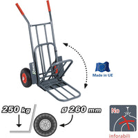 CARRELLO PORTAPACCHI PORTA PACCHI TRASPORTO 250Kg PEDANA PIEGHEVOLE RIBIMEX PRCDBV