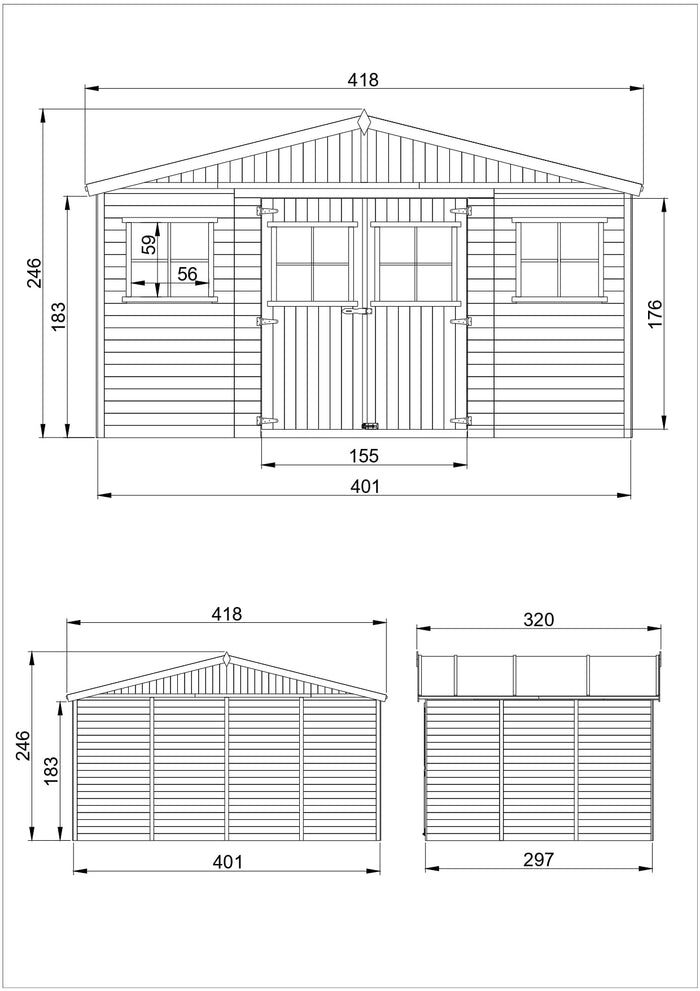 Casa da giardino in legno - 12 m²- TIMBELA M331