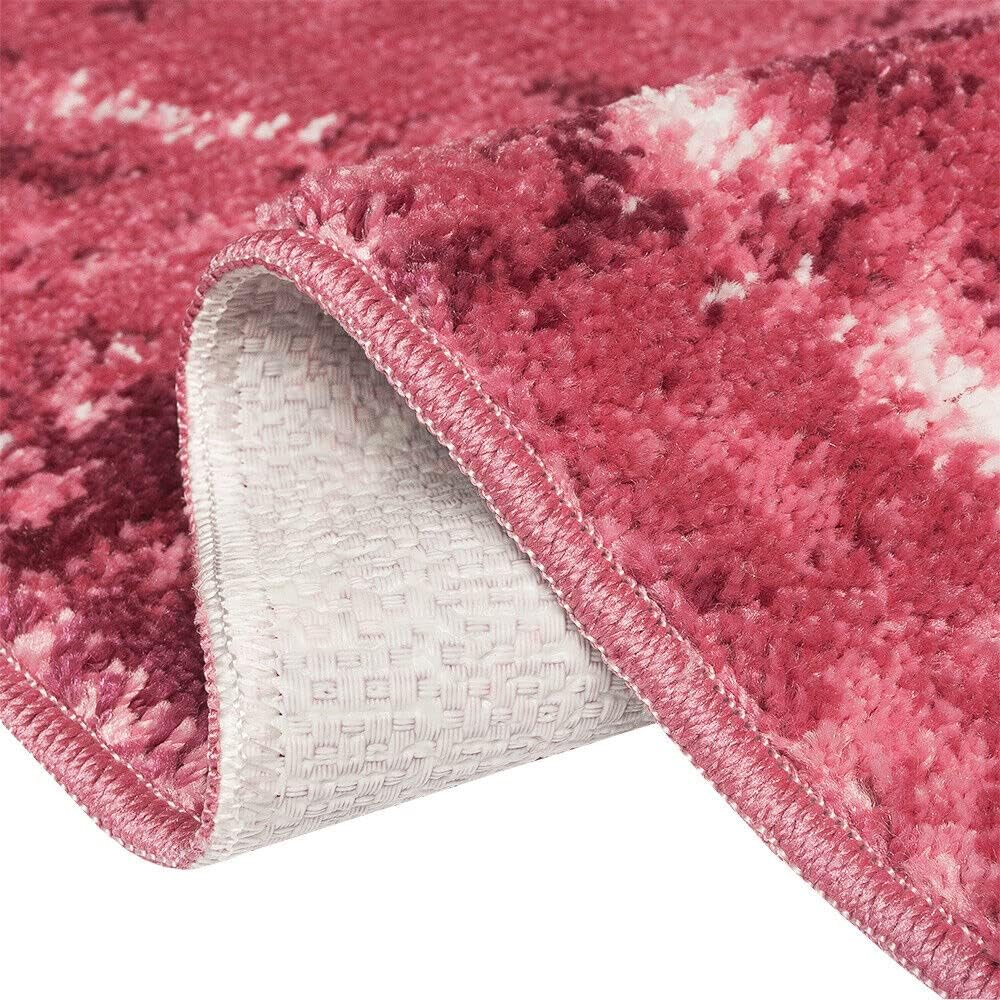 Tappeto Bagno Camera 60x100 cm Design Marmo Moderno Morbido Antiscivolo Scendiletto Rosa