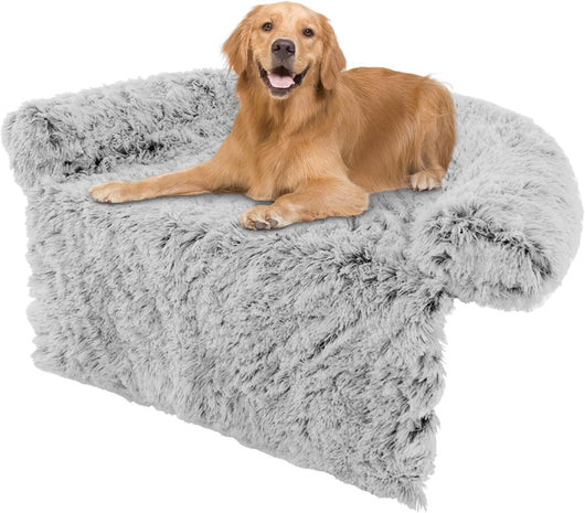 Cuccia per Cani in Peluche, Tappettini da Letto per Cani con Fondo Antiscivolo, Copertura Rimovibile e Lavabile, Cuscino Morbido (L, bianco)