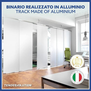 Bastone per Tende A Pannello a Corda Apertura a SX Binario a 4 vie con portapannelli da 70CM Attacco Soffitto Lung 270CM