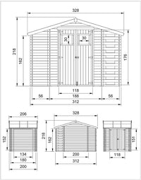 TIMBELA M389 Casetta da Giardino in Legno - 3,53 + 0,97+0,97 m2 