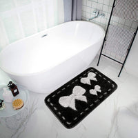 Tappeto Bagno Scendiletto Camera 50x110 cm Fiocchi Morbido Assorbente Antiscivolo Lavabile Nero