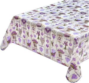 Tovaglia Antimacchia Cucina 135x230 cm Lavanda Bordata Cotone Plastificato Copritavolo