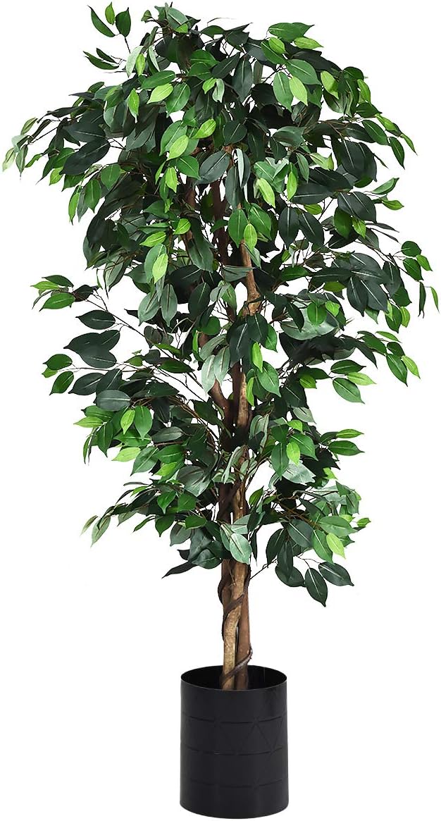 Albero Ficus Artificiale Pianta Artificiale Elegante, per Decorazione Domestico Giardino Ufficio, 180cm