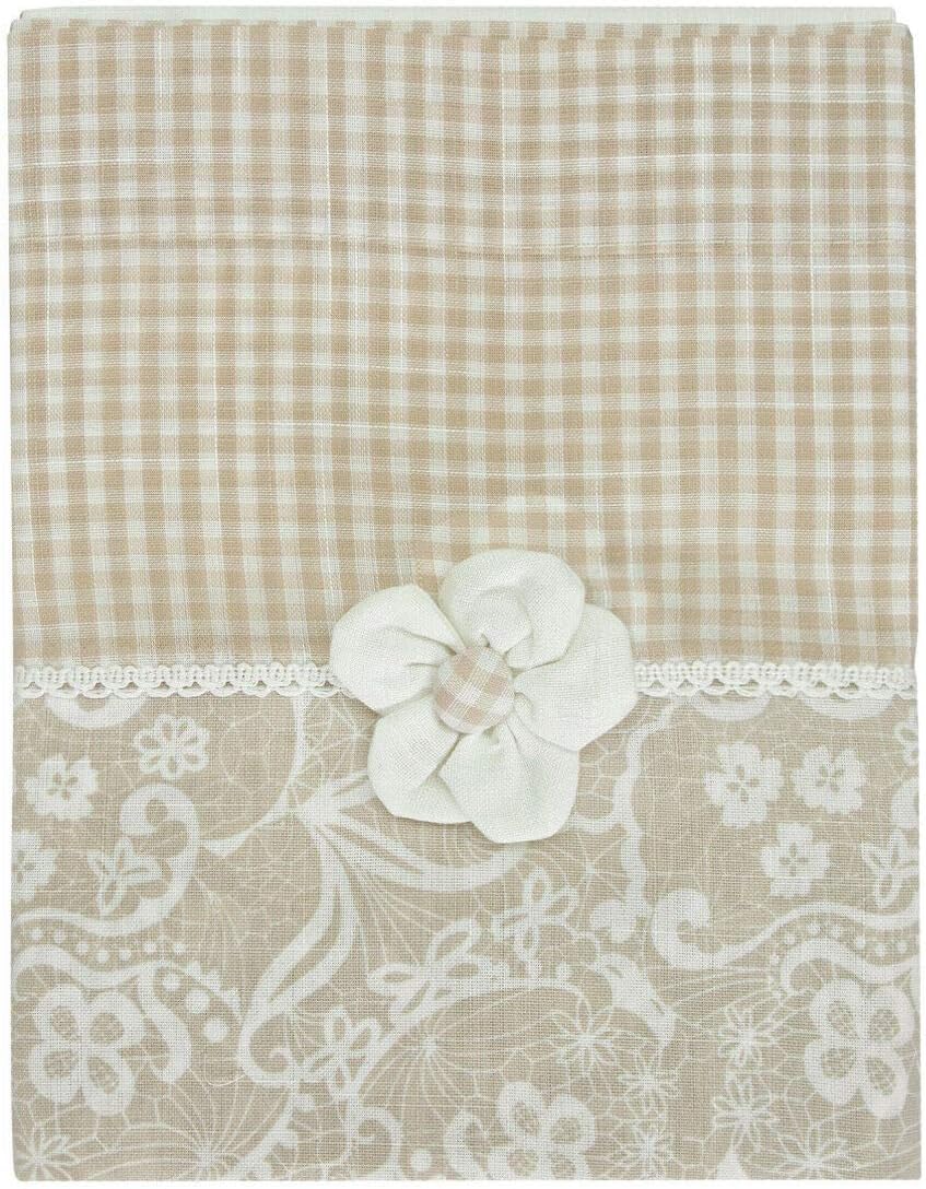 Tende Coppia Finestra Porta Interno 60x240 cm Tessuto Shabby Chic Margherita Tortora