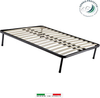 Rete in Ferro con 4 Piedi e 13 Doghe in Legno cm Letto 160x190 H35 per materasso Matrimoniale