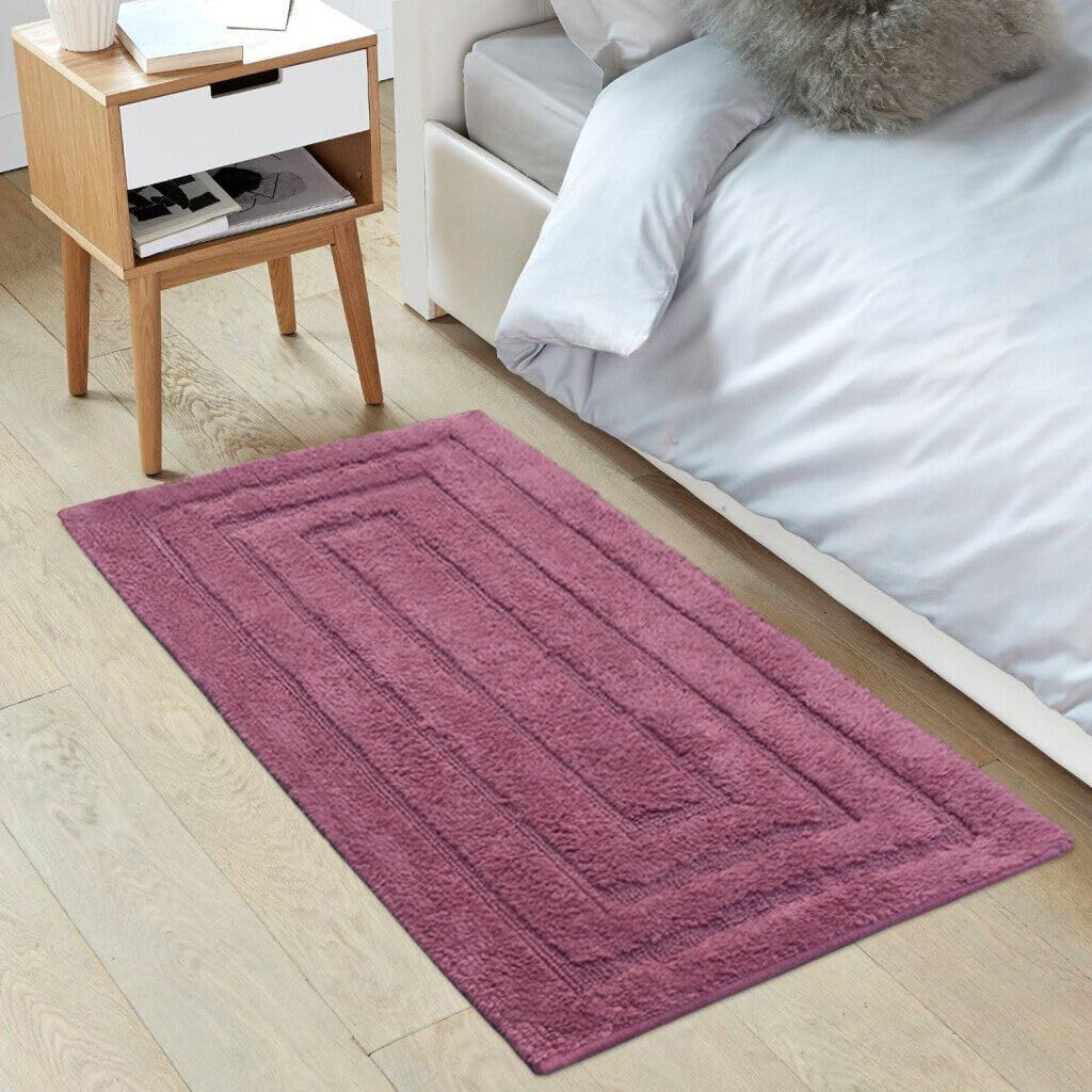 Tappeto Bagno 50x110 cm Puro Cotone Elegante Lussuoso Morbido Scendiletto Antiscivolo Porpora