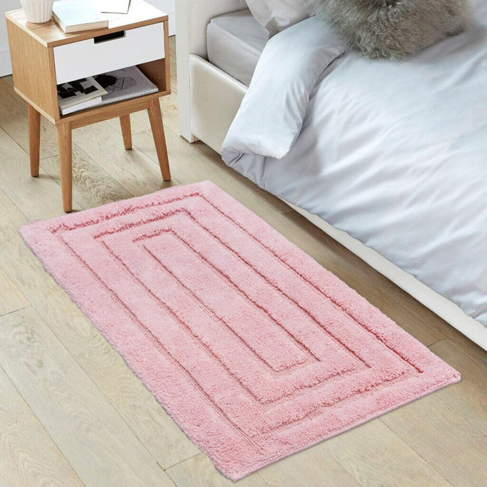 Tappeto Bagno 60x40 cm Puro Cotone Elegante Lussuoso Morbido Scendiletto Antiscivolo Rosa