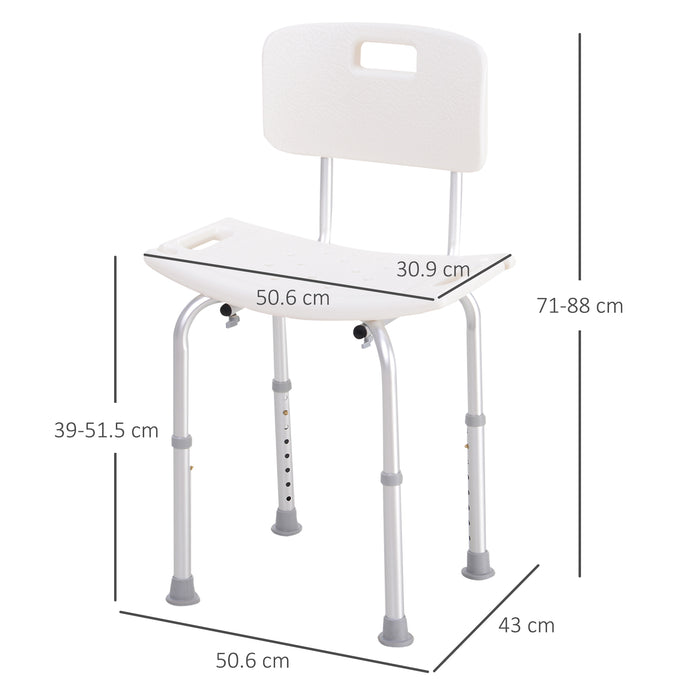 EasyComfort Sedile da doccia con schienale Ausilio da vasca, Sedia Doccia Altezza Regolabile 8 Posizioni Antiscivolo