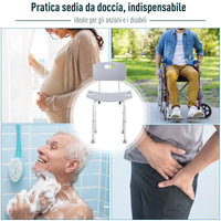 EasyComfort Sedia Doccia in Alluminio e Plastica Altezza Regolabile 8 Livelli