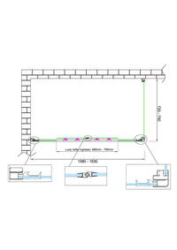 Box doccia 6 mm H 190 parete fissa e porta a 4 ante con apertura centrale MISURA 72,5-75 ANTA FISSA + PORTA 158-163 