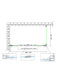 Box doccia 6 mm H 190 parete fissa e porta a 4 ante con apertura centrale MISURA 72,5-75 ANTA FISSA + PORTA 168-173 