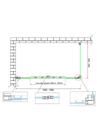 Box doccia 6 mm H 190 parete fissa e porta a 4 ante con apertura centrale MISURA 72,5-75 ANTA FISSA + PORTA 183-188 