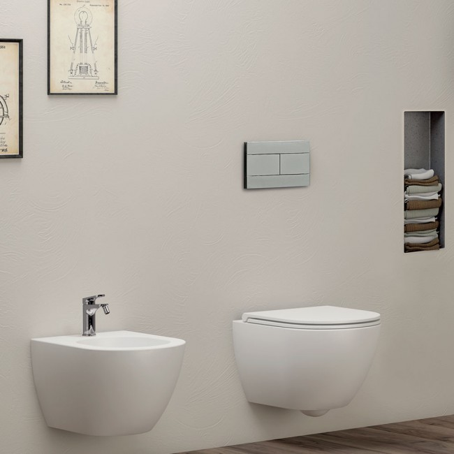 Sanitari Sospesi senza brida Ceramica Azzurra serie Comoda con sedile Soft Close