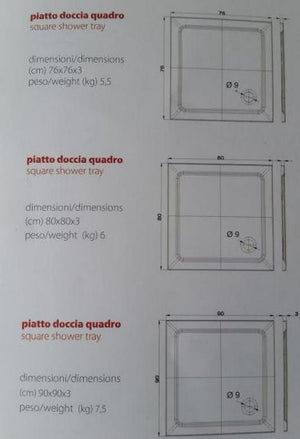 Piatto doccia flat in resina alto 3cm (rettangolare) - Misura: 90 x 120 x 3h