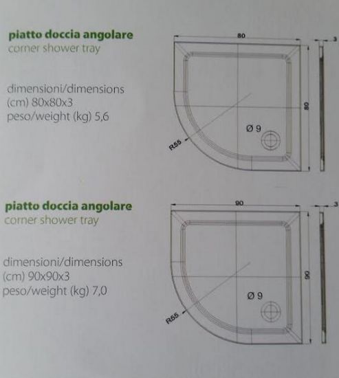 Piatto doccia flat in resina alto 3cm (rettangolare) - Misura: 90 x 120 x 3h