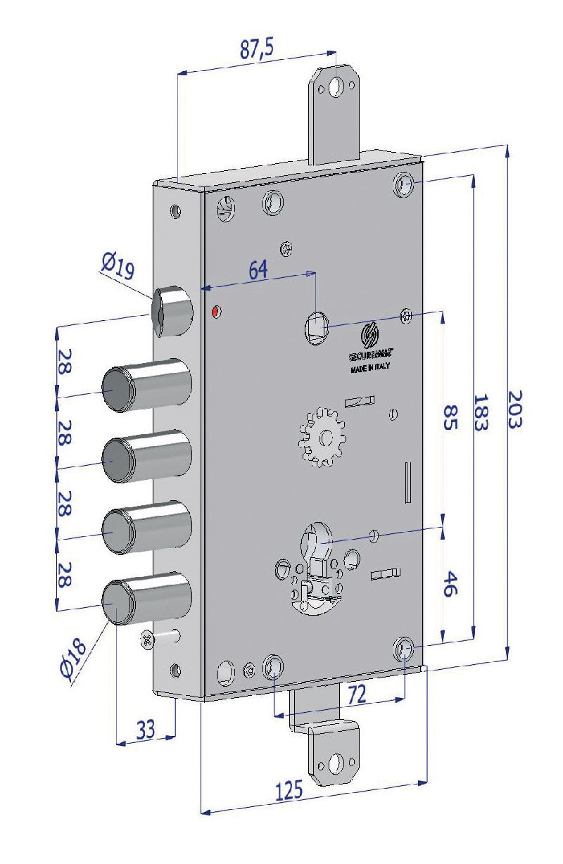 SECUREMME SERRATURA 165C APPLICARE REVERS. X P.TE BLINDATE I