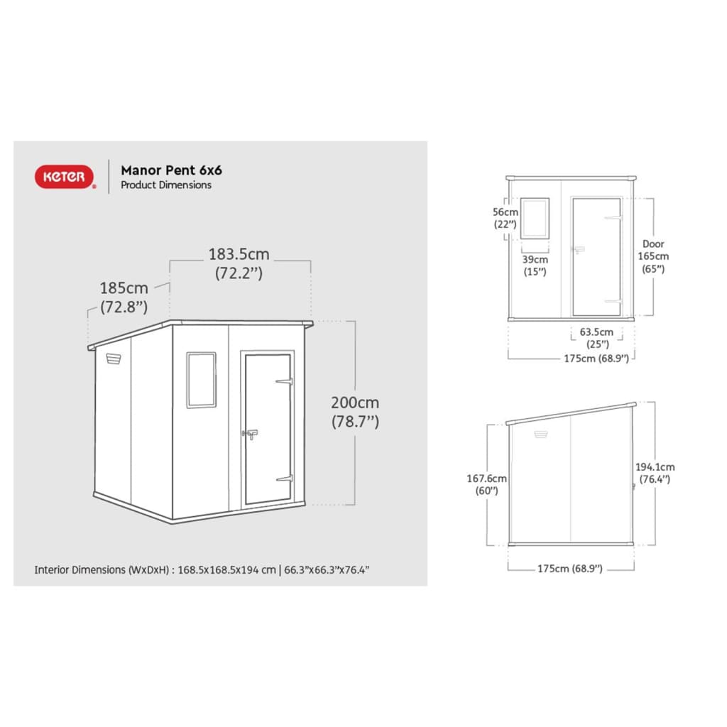 Keter Casetta da Giardino Manor Pent 66 Grigio Scuro 446821