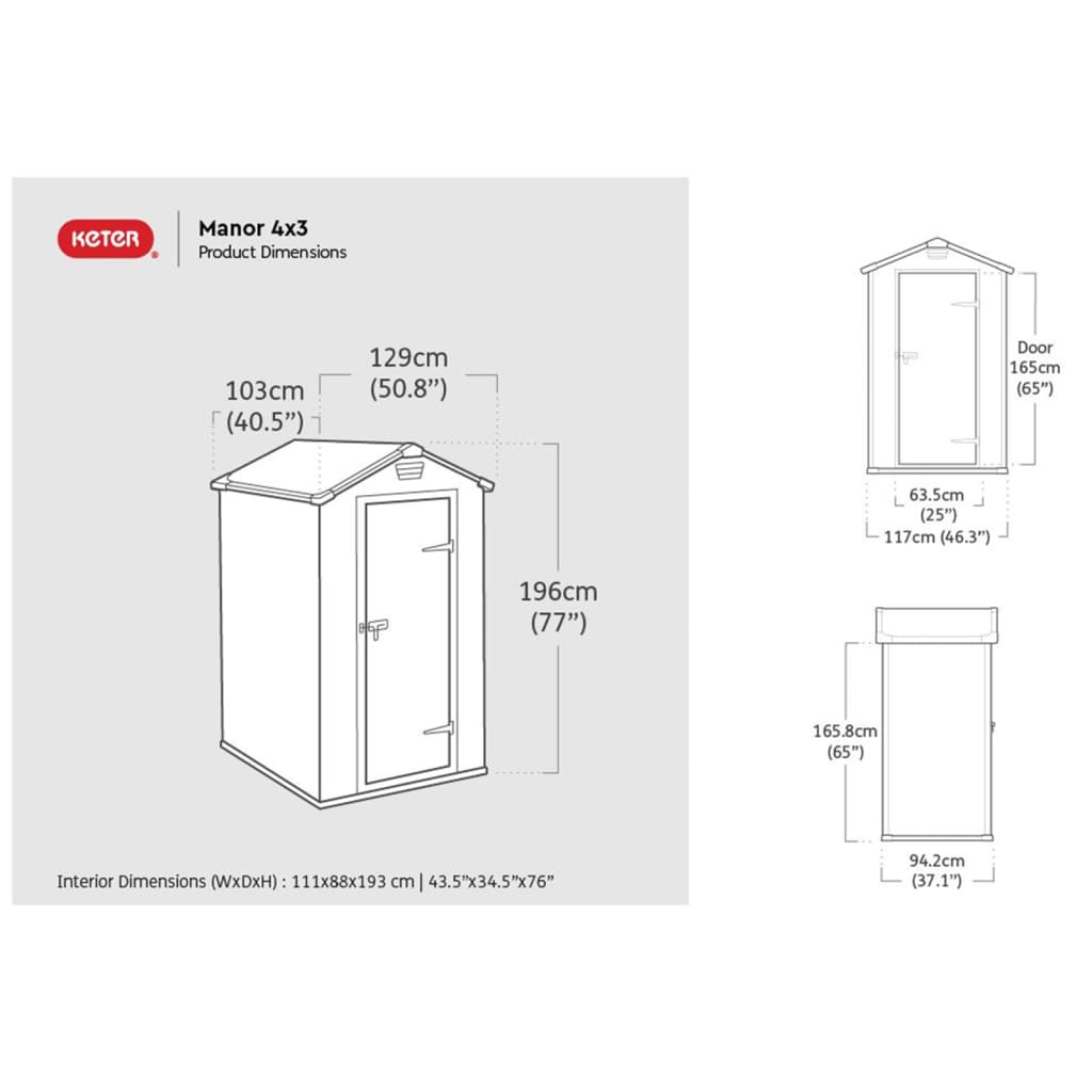 Keter Casetta da Giardino Manor 43 Grigio Scuro 446819