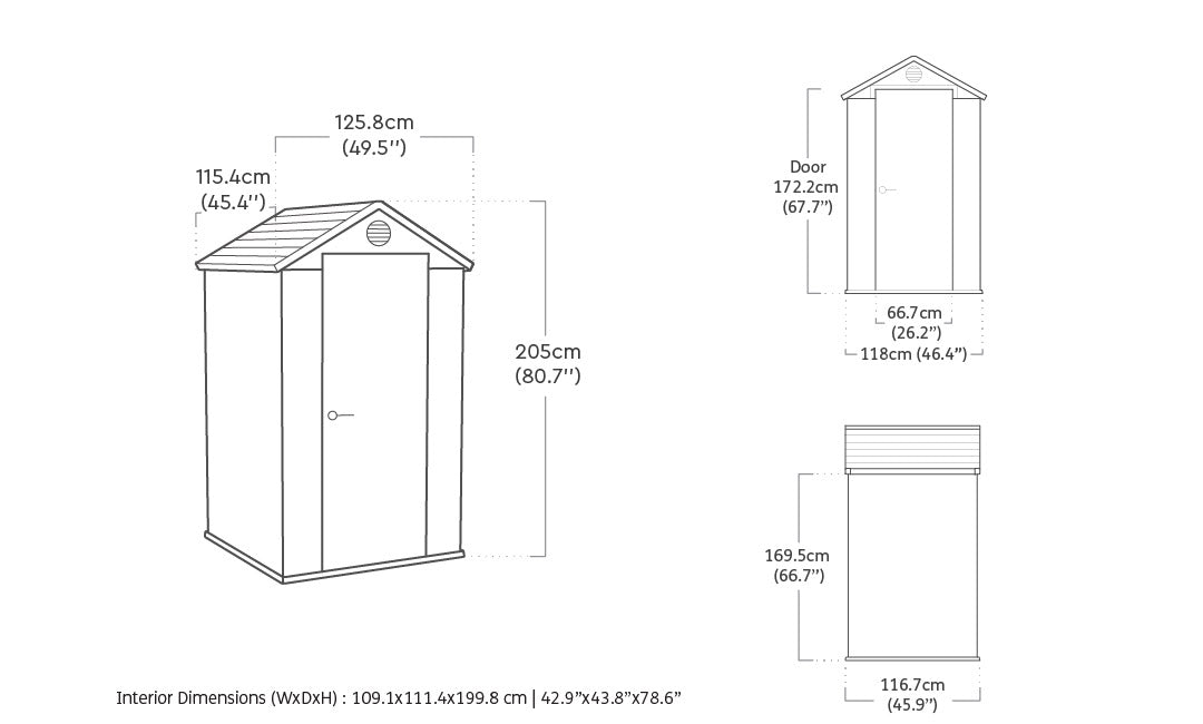 Casetta da Giardino Porta Attrezzi 125,8x117x205 cmin Evotech+ Keter Darwin 4x4 Marrone