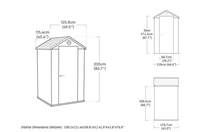 Casetta da Giardino Porta Attrezzi 125,8x117x205 cmin Evotech+ Keter Darwin 4x4 Verde