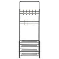 Stand Appendiabiti da Ingresso Struttura Metallo 9 Ganci con scarpiera 4 Ripiani