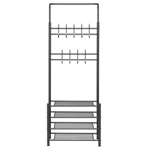 Stand Appendiabiti da Ingresso Struttura Metallo 9 Ganci con scarpiera 4 Ripiani