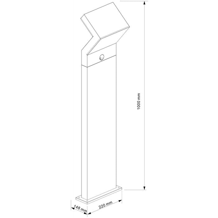 TAYGETA Lampione LED 16W IP65 luce esterni doppia emissione sensore movimento giardino viale 230V 1500lm 100CM