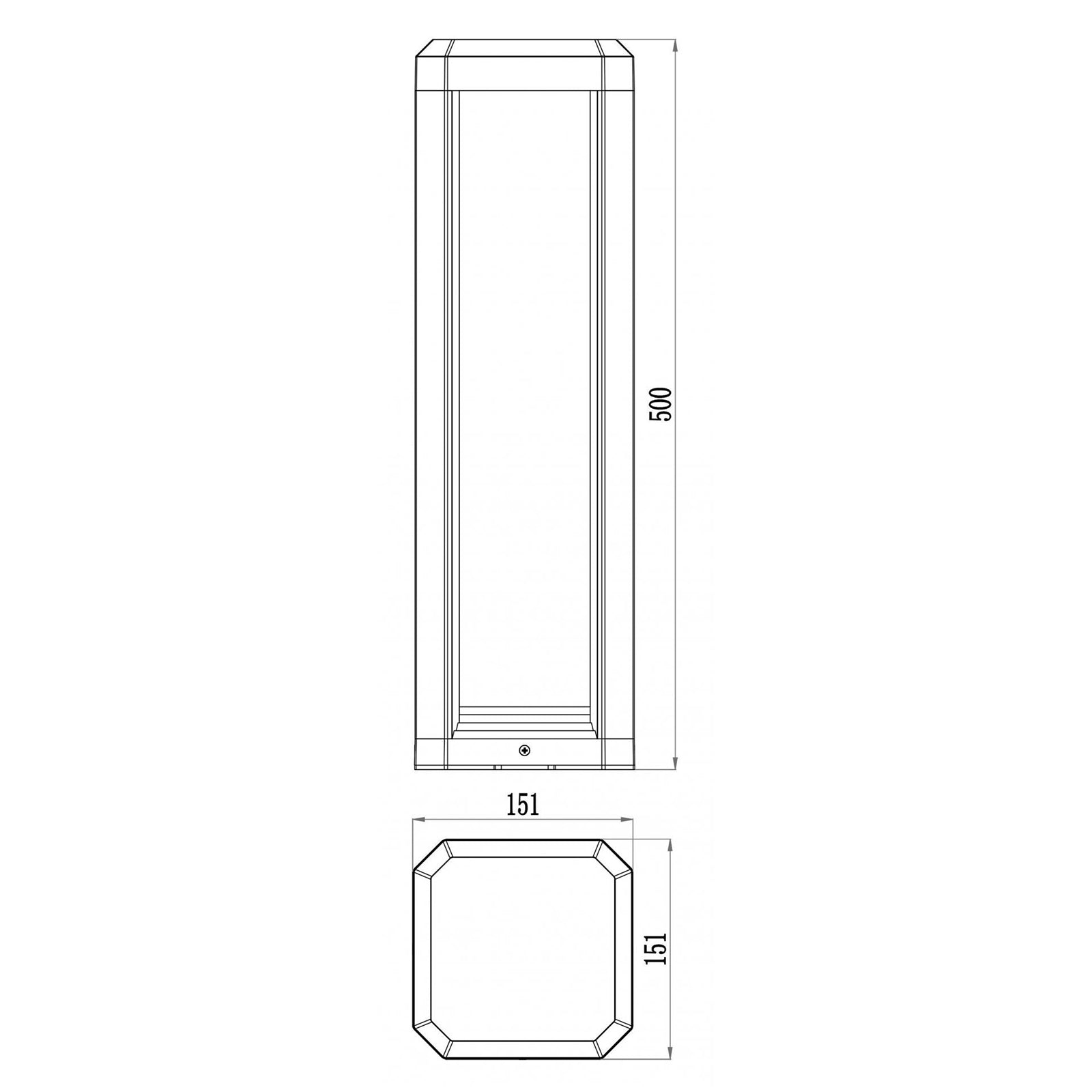 RUKBAT Lampione LED 12.5W palo 50cm quadrato esterno IP65 luce giardino viale cortile percorso pedonale 230V MISURA 50CM