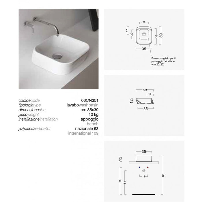 Lavabo da Appoggio Domus Falerii F50 35X39