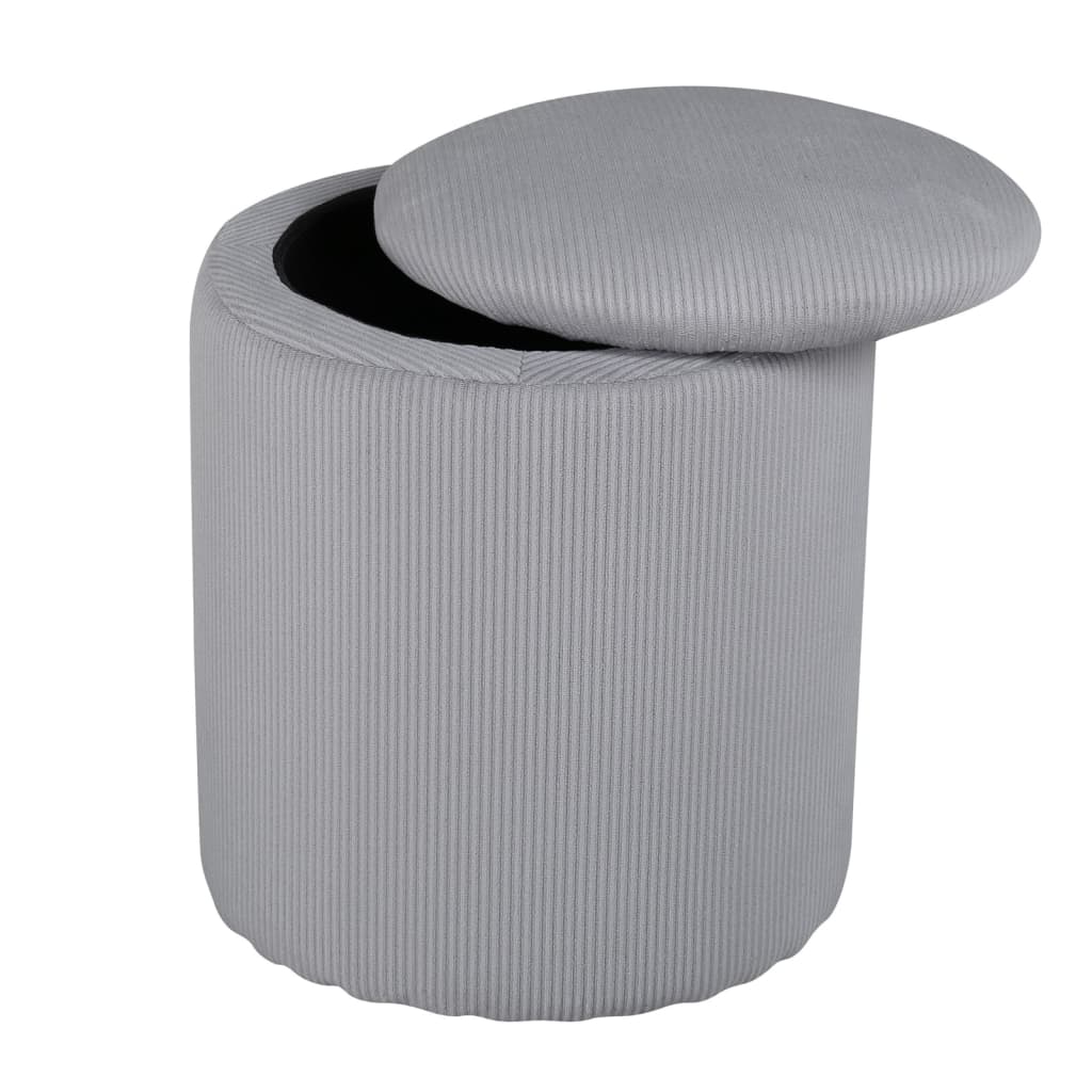 Venture Home Pouf Limpen 32x32x40 cm Velluto a Coste Grigio 444805