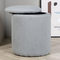 Venture Home Pouf Limpen 32x32x40 cm Velluto a Coste Grigio 444805