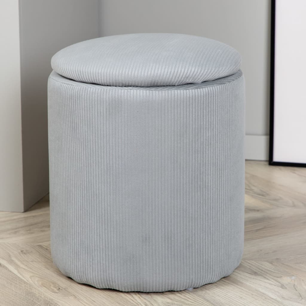 Venture Home Pouf Limpen 32x32x40 cm Velluto a Coste Grigio 444805