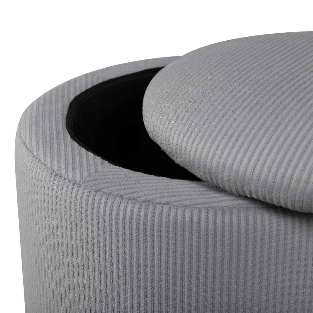 Venture Home Pouf Limpen 32x32x40 cm Velluto a Coste Grigio 444805