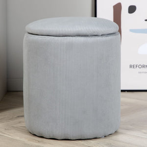 Venture Home Pouf Limpen 32x32x40 cm Velluto a Coste Grigio 444805