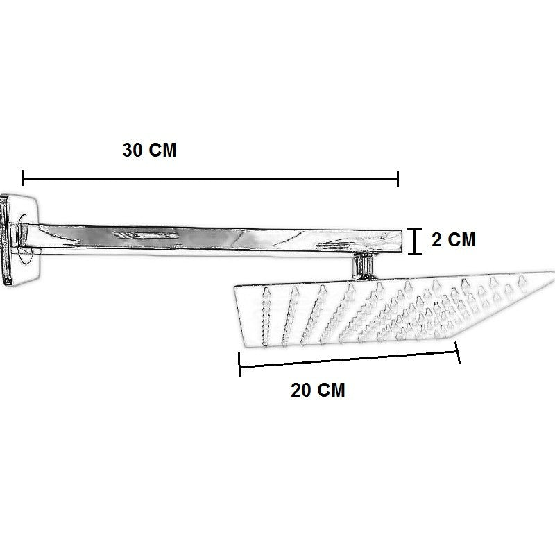 Kit Doccia Braccio Doccia Quadrato Cm 30 Con Soffione Doccia Quadrato 20 X 20
