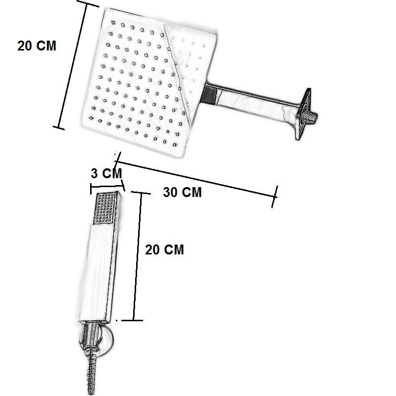 Kit Doccia con Braccio Doccia Soffione Quadrato Doccetta e Supporto