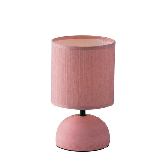 Lampada da tavolo FURORE in ceramica rosa con paralume in tessuto