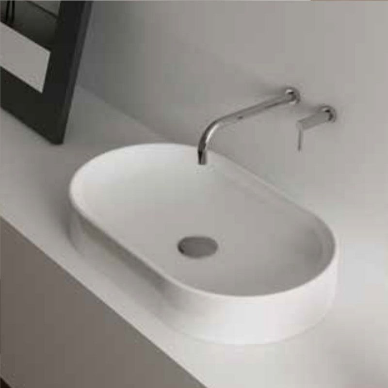 Lavabo da appoggio ovale Domus Falerii 30x49 cm design moderno