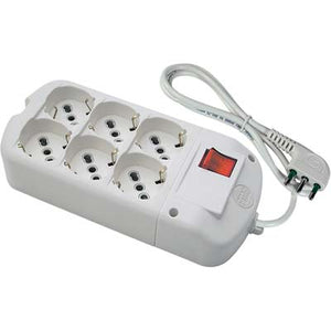 Multipresa bipasso schuko + int.lum fme bianco posti 6 2p+t 16a nÂ°xmmq 3x1,0 mt 1,5 Fanton 