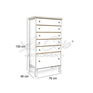 Cassettiera in legno bianco laccato contemporaneo