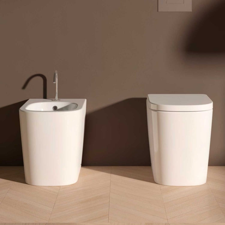 Sanitari Senza Brida Filo parete Ceramica Domus Falerii Foglia Quadra sedile SoftClose