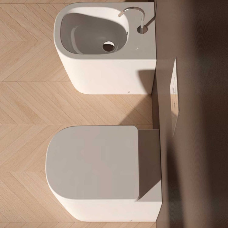 Sanitari Senza Brida Filo parete Ceramica Domus Falerii Foglia Quadra sedile SoftClose