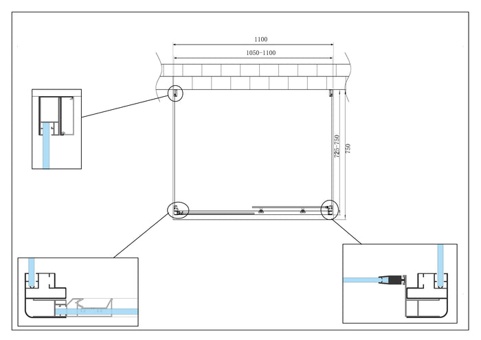 BOX CABINA DOCCIA 3 LATI 2 FISSI E UNO SCORREVOLE 72,5-75x105-110x72,5-75